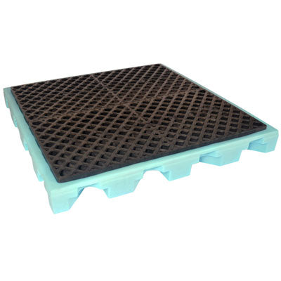 4-Drum Fluorinated Pallet, Blue, Low Profile - Spill Containment Pallets