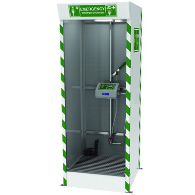 Emergency Shower Cubicle with Internal Eyewash & 120V Sump Pump, plastic - Emergency Showers & Eyewash