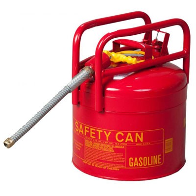 5-Gallon DOT-Approved Gas Can, Red, Flexible 7/8" Metal Spout - Safety Cans