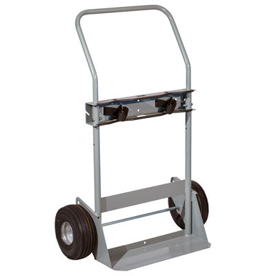 Double Cylinder Hand Truck, 10in Flat-Free Wheels, steel - Gas Cylinder Storage