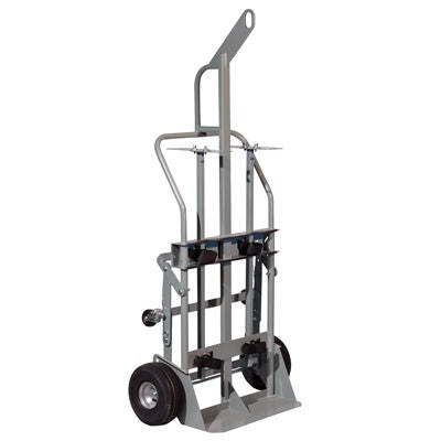 Double Cylinder Hand Truck, 10.5in Pneumatic Wheels, Rear Casters, Hoist Ring, steel - Gas Cylinder Storage
