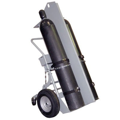 Double Cylinder Firewall Hand Truck, 16in Pneumatic Wheels, Casters, Hoist Ring, Toolbox, steel - Gas Cylinder Storage