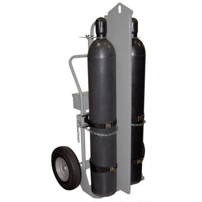 Double Cylinder Firewall Hand Truck, 16in Pneumatic Wheels, Hoist Ring, Toolbox, steel - Gas Cylinder Storage