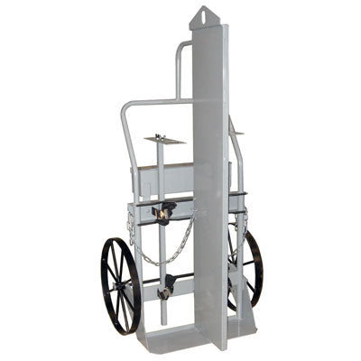 Double Cylinder Firewall Hand Truck, 20in Steel Wheels, Hoist Ring, Toolbox - Gas Cylinder Storage