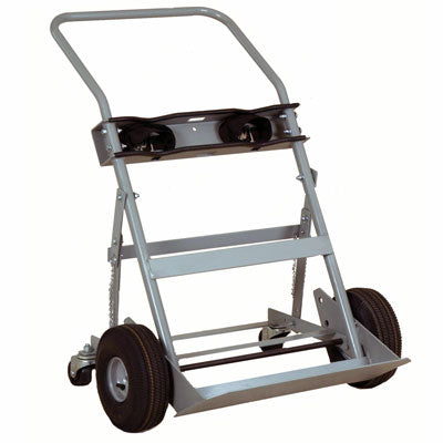 Double Cylinder Hand Truck, 10.5in Pneumatic Wheels, Rear Casters, steel - Gas Cylinder Storage