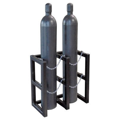 Double Gas Cylinder Rack, 2w x 1d, steel - Gas Cylinder Storage
