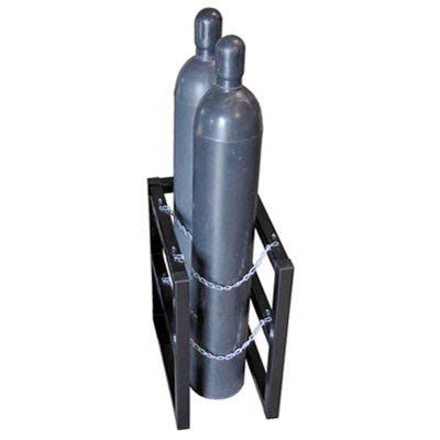 Double Gas Cylinder Rack, 1w x 2d, steel - Gas Cylinder Storage