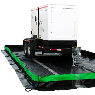 Manual Collapsible Wall Containment Berm 12x50', black, 4488 gallon capacity - Spill Containment Berms