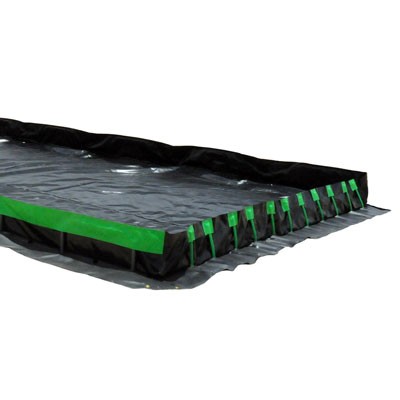 Affordable Drive In/Out Ultimate Containment Berm 15x50', black, 5610 gallon capacity - Spill Containment Berms