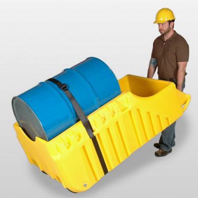 3-in-1 Single Drum Containment Cart, 66-Gal Capacity - Spill Containment Pallets