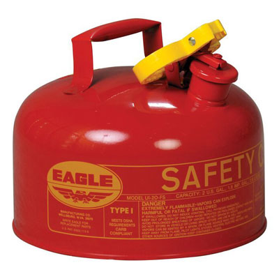 2-Gal Eagle Safety Gas Can for Flammables. NO Funnel, Red - Safety Cans