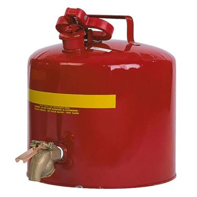 5-Gal Red Steel Faucet Can, 12.5" Dia. x 13.5"H - Safety Cans