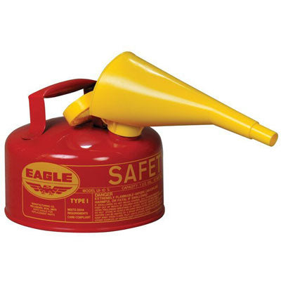 1-Gal Eagle Safety Gas Can for Flammables WITH Funnel, Red - Safety Cans