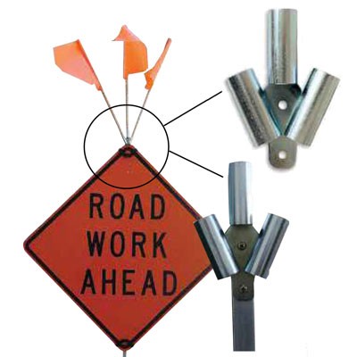 3-Flag Holder Steel Bracket for Traffic Barricades - Traffic Safety Supplies