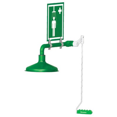 Ring Main Mount Drench Shower - Power-Coated Stainless Steel, 20 gal capacity - Emergency Showers & Eyewash