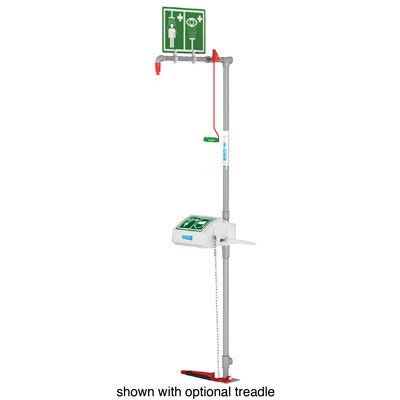 Floor Mount Emergency Shower/Eyewash - Stainless Steel Pipe, Bottom Inlet, Closed ABS Bowl - Emergency Showers & Eyewash