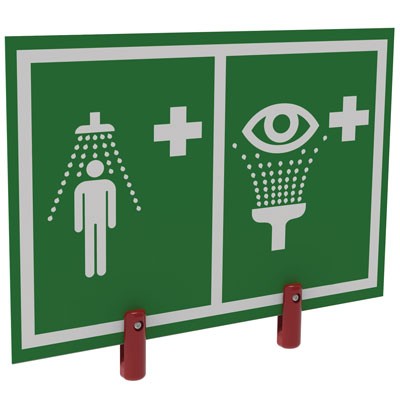 Safety Shower/Eyewash Station Sign, Plastic Brackets