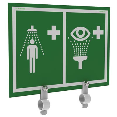 Safety Shower/Eyewash Station Sign, Steel Brackets