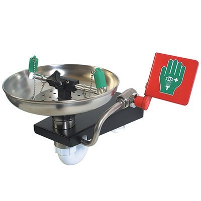 Wall Mount Eye Wash - Open Stainless Steel Bowl - Emergency Showers & Eyewash