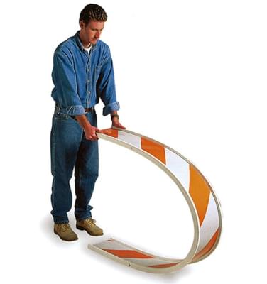 4ft Plastic I-Beam Barrier Rail showing flexibility and installation