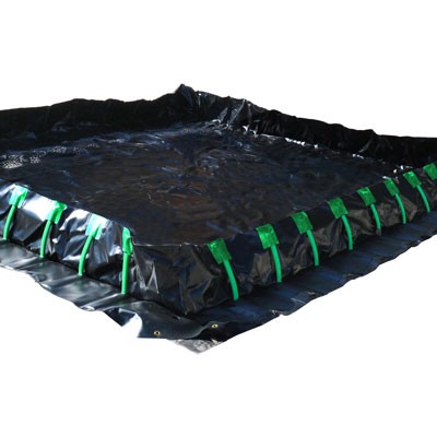 Flexible Wall Containment Berm 10x20', black, 1496 gallon capacity - Spill Containment Berms