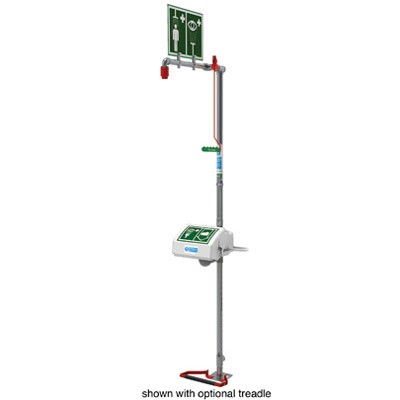 Floor Mount Emergency Shower/Eyewash - Stainless Steel Pipe, Top Inlet, Closed ABS Bowl - Emergency Showers & Eyewash