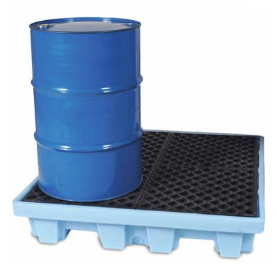 4-Drum Fluorinated Pallet, Blue, Higher Sump - Spill Containment Pallets