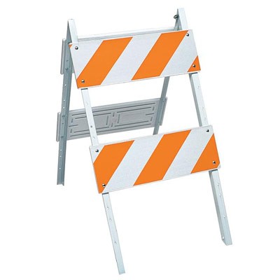 Type II Folding Barricade, 14 Gauge Galvanized Leg, 8" Plastic Panels - Traffic Safety Supplies