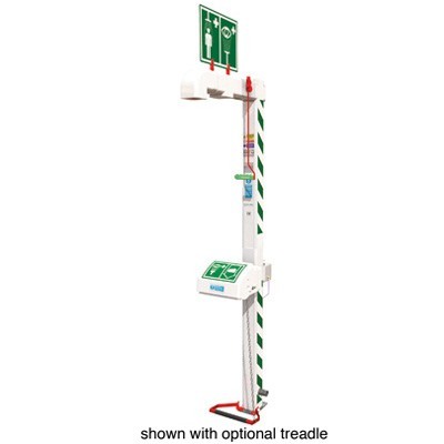 Freeze Protected Floor Mount Shower & Eyewash, Stainless Steel Pipe, Closed ABS Bowl, 120V - Emergency Showers & Eyewash