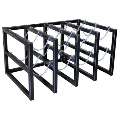 12-Tank Gas Cylinder Rack, 4w x 3d, steel - Gas Cylinder Storage