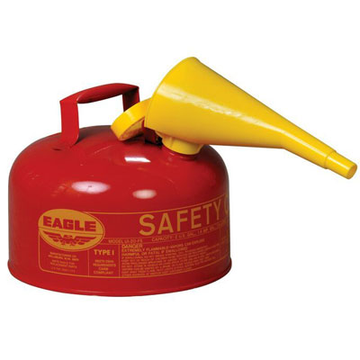 2-Gal Eagle Safety Gas Can for Flammables WITH Funnel, Red - Safety Cans
