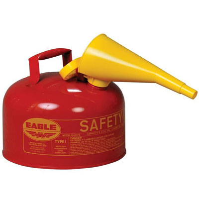 2.5-Gal Eagle Safety Gas Can for Flammables WITH Funnel, Red - Safety Cans