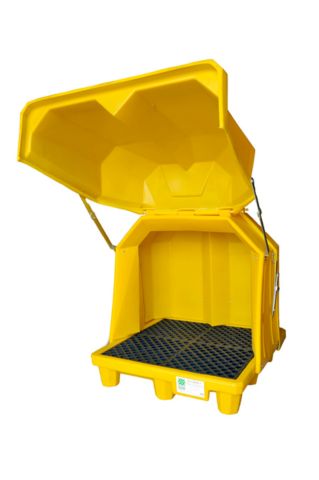 4-Drum Gull Wing Outdoor Drum Storage w/drain plug, 66 gallon capacity