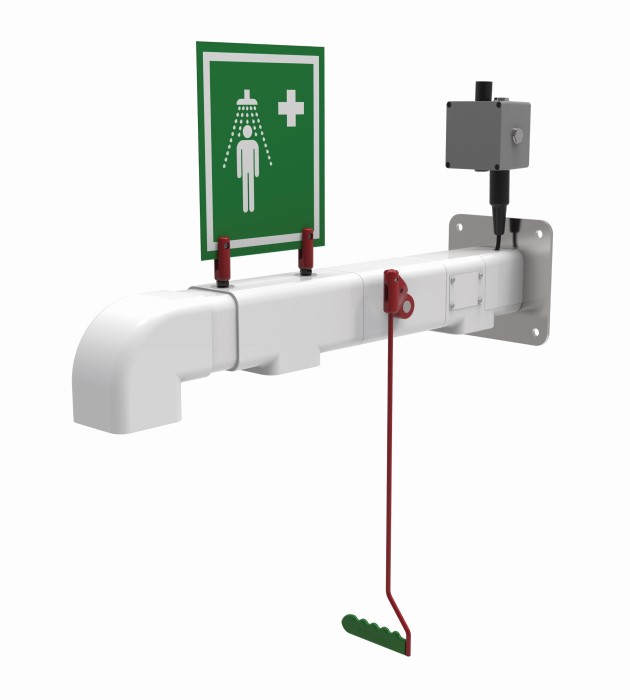 Freeze Protected Wall Mount Drench Shower, Stainless Steel Pipe, 120V - manufacturer product image 1