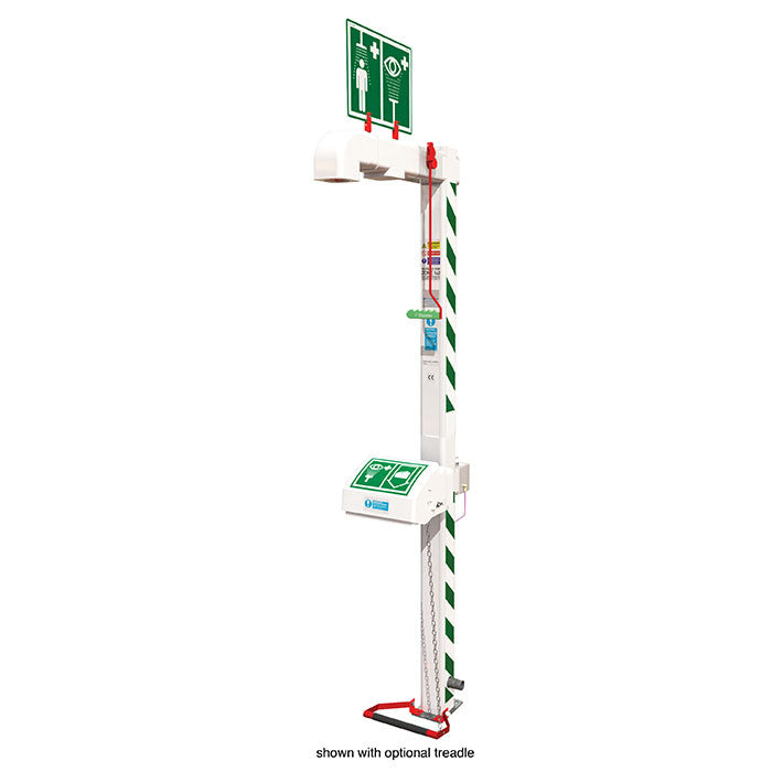 Freeze Protected Floor Mount Shower & Eyewash, Stainless Steel Pipe, Closed ABS Bowl, 120V - manufacturer product image 1