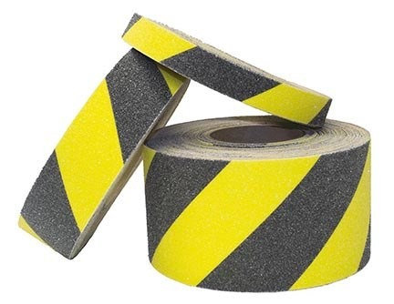 4-In Hazard Black/Yellow Non-Slip Tape CASE, 4 inch x 60 feet - Safety Products