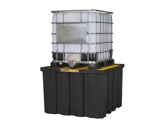 Black IBC Spill Pallet, 1 Unit Poly Platform, 55x55x37.5 inches 40 percent recycled material - Spill Containment Pallets