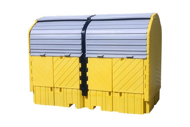 IBC Outdoors Spill Pallet, 2-Tote Enclosed Polyethylene Platform w/ Drain Plug - Spill Containment