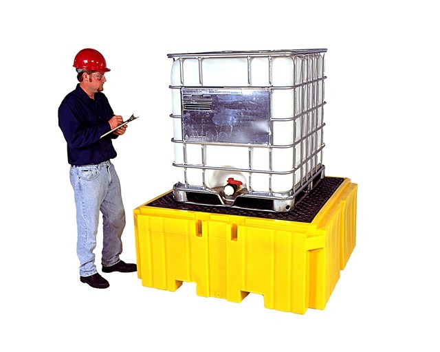 IBC Spill Pallet, 1 Unit Poly Platform 62x62x28 inches Yes Forklift Pockets YES Drain - Spill Containment Pallets