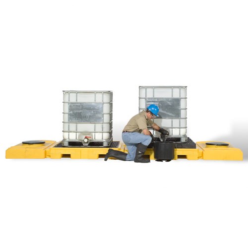 IBC Indoor Modular Spill Pallet, 2-Tote Model, Polyethylene, No Drain - Spill Containment
