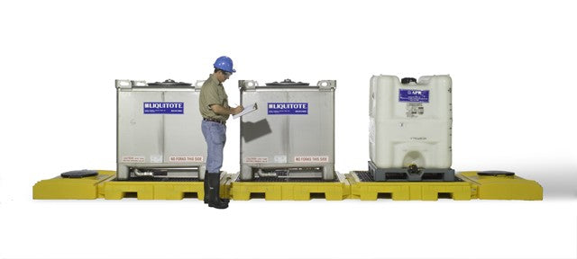 IBC Indoor Modular Spill Pallet, 3-Tote Model, Polyethylene, No Drain - Spill Containment - Image 2