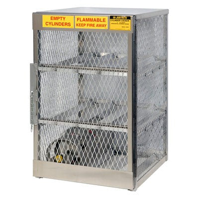 Storage Locker Cabinet, 6 Horizontal LPG Cylinders, aluminum, 8 gal capacity