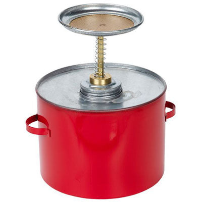 4-Quart Plunger Can, Red Steel. 8" Dia. x 10.75"H - Safety Cans