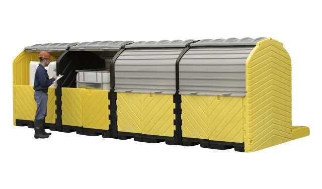 IBC Outdoor Modular Spill Pallet, 4-Tote Model, Polyethylene, No Drain - Spill Containment