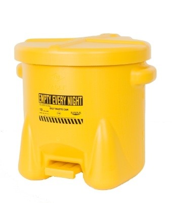 10-Gallon Oily Waste Can, Yellow - Hazardous Waste Containers