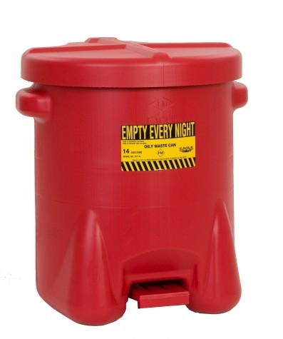 14-Gallon Oily Waste Can, Red - Hazardous Waste Containers