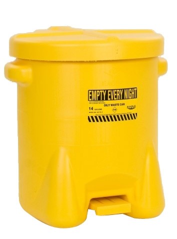 14-Gallon Oily Waste Can, Yellow - Hazardous Waste Containers