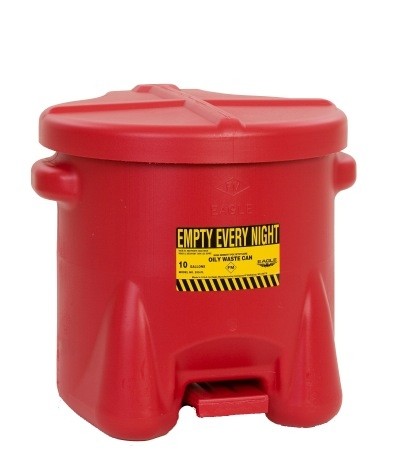 10-Gallon Oily Waste Can, Red - Hazardous Waste Containers