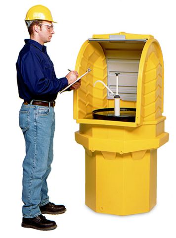 1-Drum Outdoor Drum Storage No drain plug, 70 gallon capacity