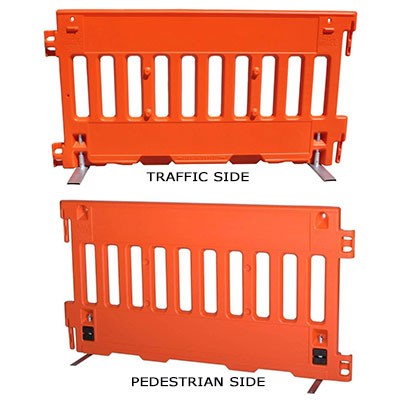 Crowd Control Pedestrian Barricade, Orange, polyethylene - Traffic Safety Supplies